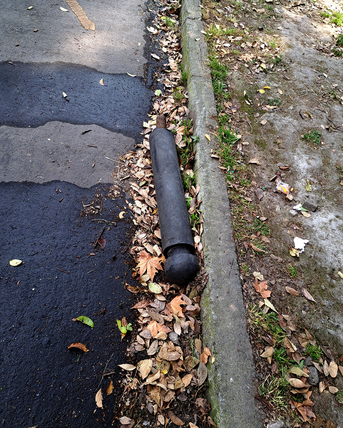 Traffic bollards, crashed