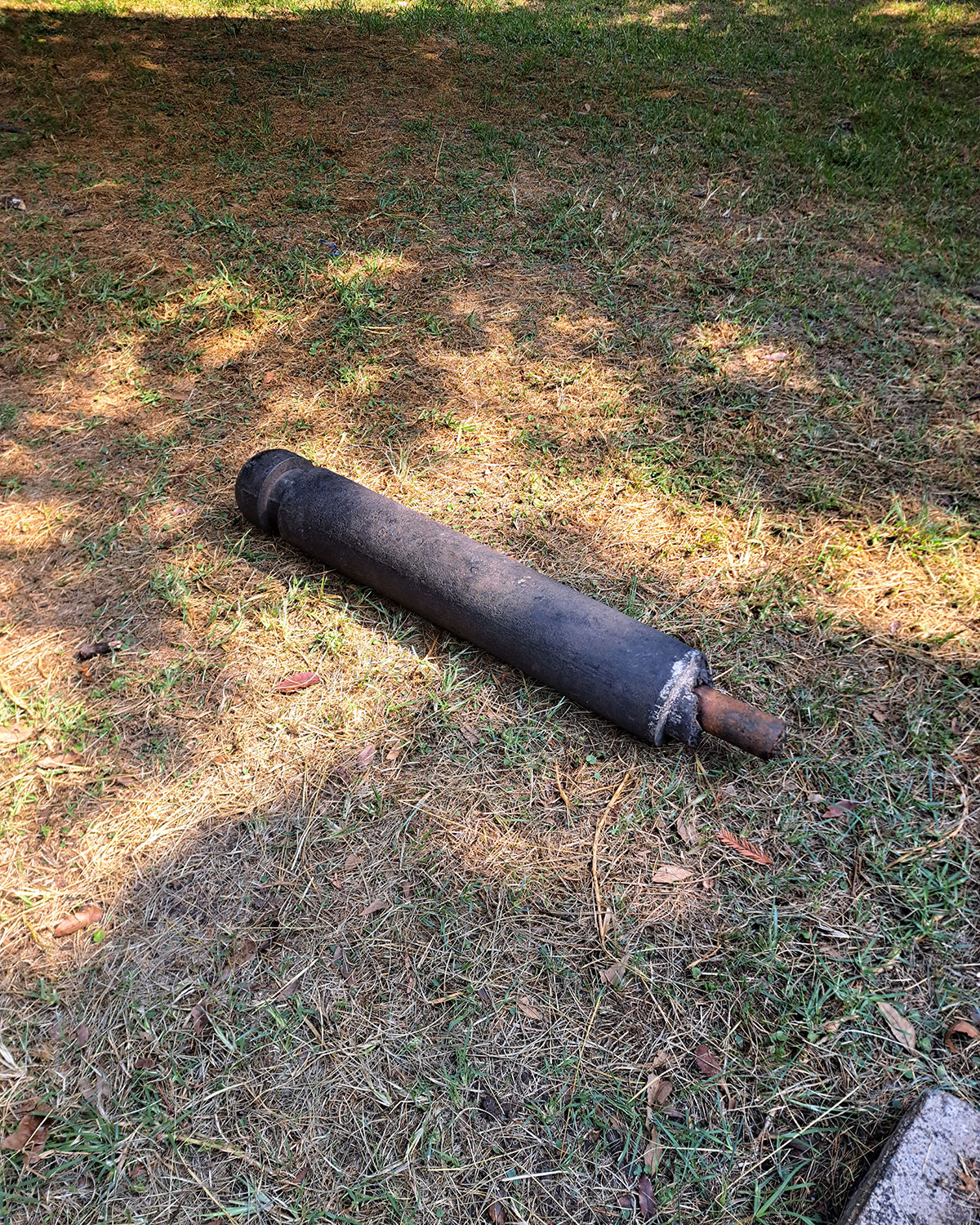 Traffic bollards, crashed
