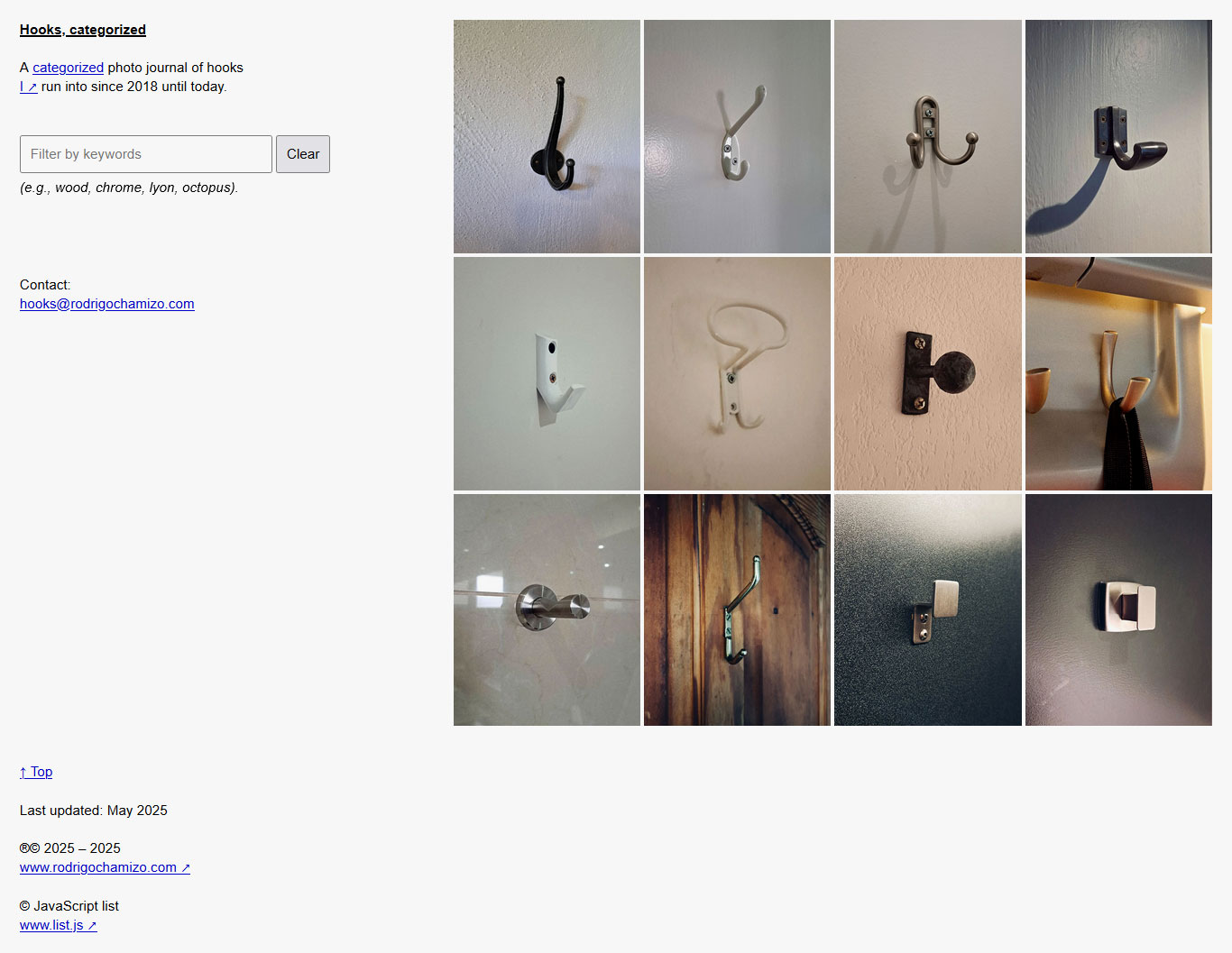 Hooks, categorized website