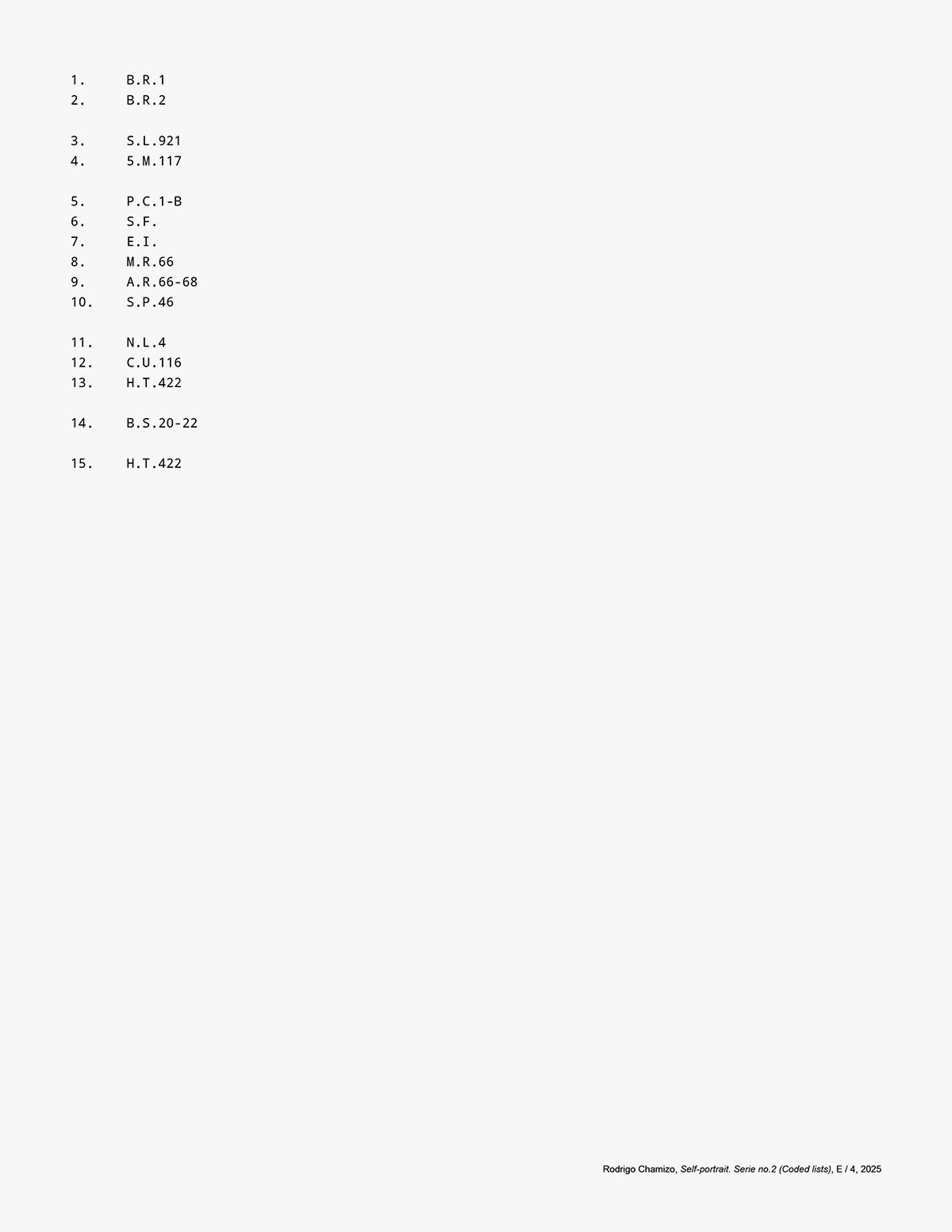 Coded lists prints