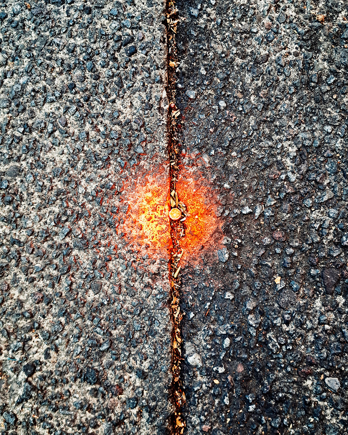 Orange markings on the ground